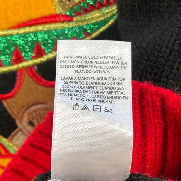 Feliz Navidad Sweater Womens 1X 16W 18W Embroidered Santa Reindeer Hot Peppers - Picture 13 of 14